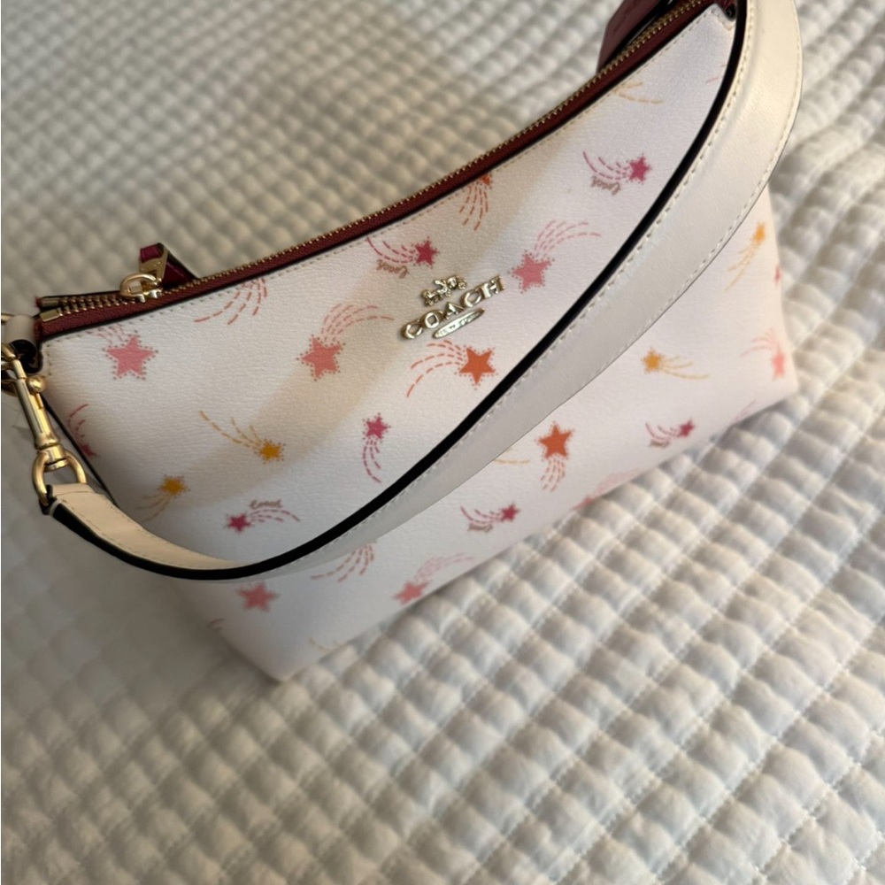 Coach White Bag with Pink and Orange Star Design